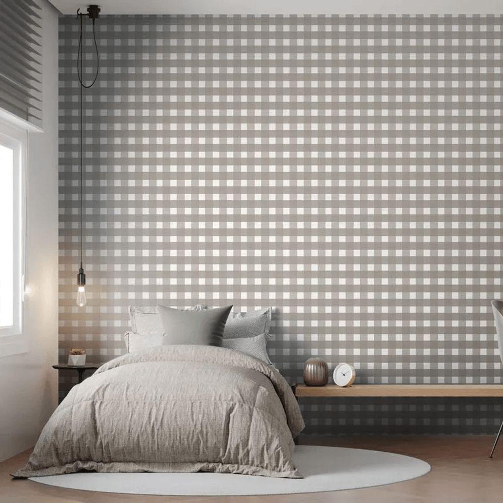 Papel De Parede Revoada Xadrez Vichi Cinza Chumbo 4416 - 2
