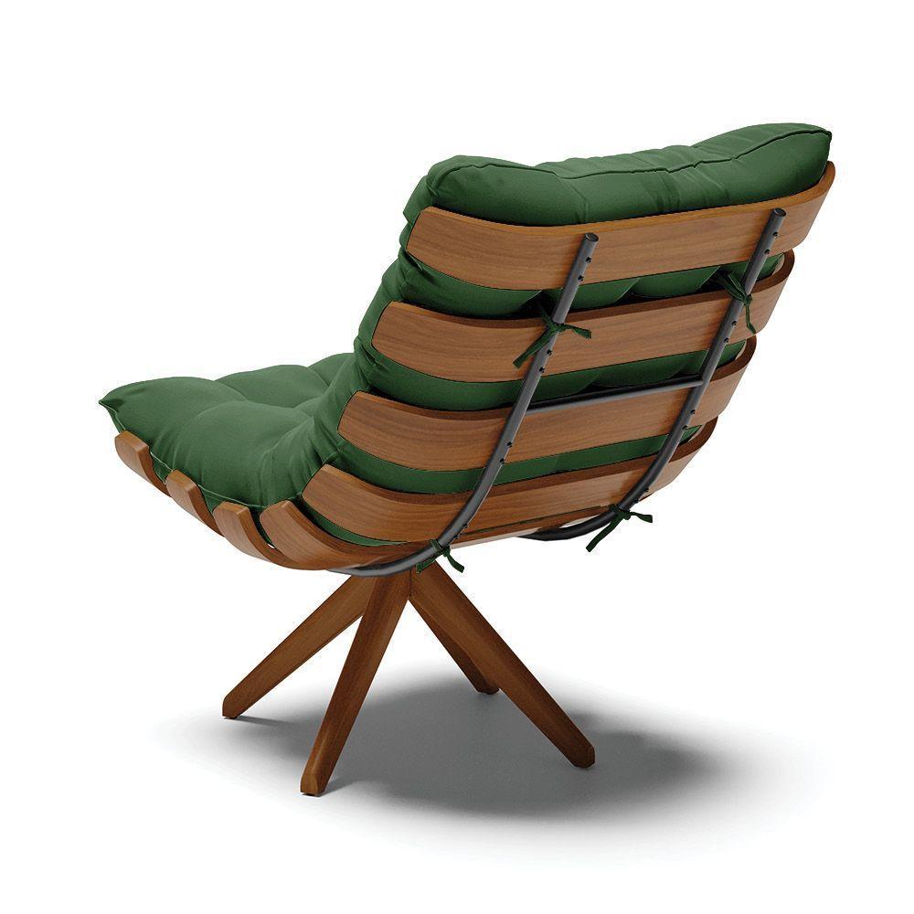 Kit 02 Poltronas Giratória Costela Suede Verde Base Madeira - 5