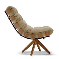 Kit 02 Poltronas Giratória Costela Suede Marrom Rato Base Madeira - 6