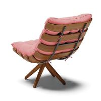 Kit 02 Poltronas Giratória Costela Suede Rosê Base Madeira - 5