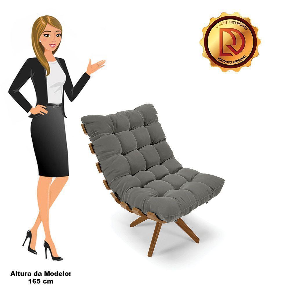 Kit 2 Poltronas Giratória Suede Grafite Base Madeira D'rossi - 4