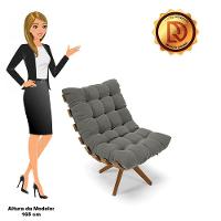 Kit 2 Poltronas Giratória Suede Grafite Base Madeira D'rossi