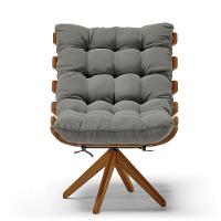 Kit 2 Poltronas Giratória Suede Grafite Base Madeira D'rossi - 7