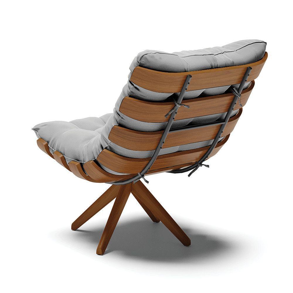 Kit 2 Poltronas Giratória Suede Cinza Base Madeira - D'rossi - 5