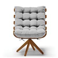 Kit 2 Poltronas Giratória Suede Cinza Base Madeira - D'rossi - 7