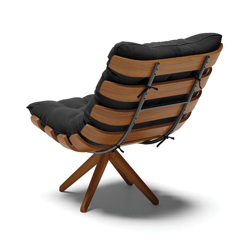 Kit 2 Poltronas Giratória Suede Preto Base Madeira - D'rossi - 5