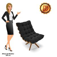 Kit 2 Poltronas Giratória Suede Preto Base Madeira - D'rossi