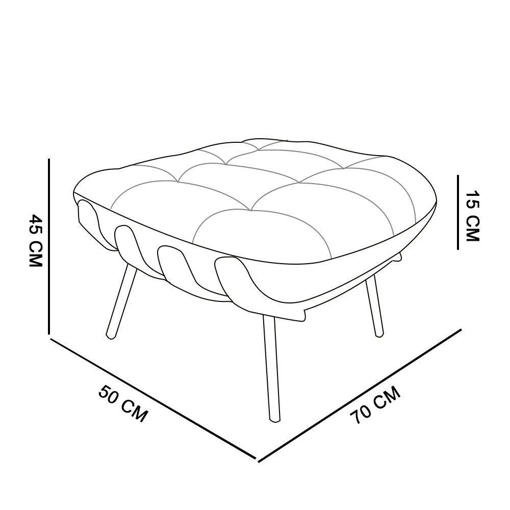 Kit Poltrona e Puff Costela Suede Base Metal Drossi Preto - 10