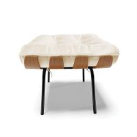 Kit 02 Puffs Costela Corino Bege Base Metálica Preto D'Rossi - 7