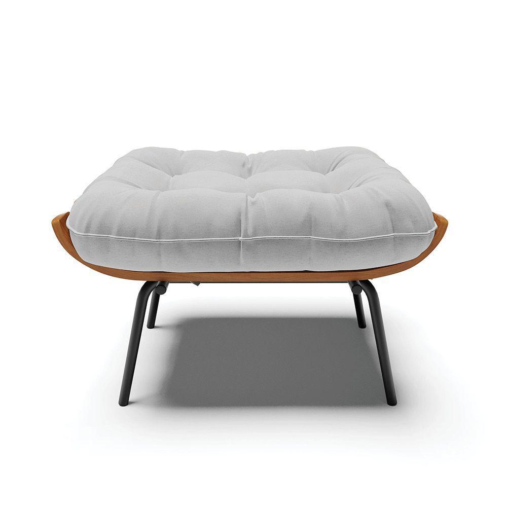 Kit 02 Puffs Costela Linho Cinza A05 Base Metálica Preto - 5