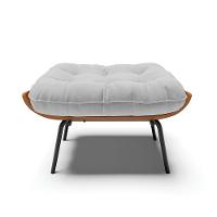 Kit 02 Puffs Costela Linho Cinza A05 Base Metálica Preto - 5