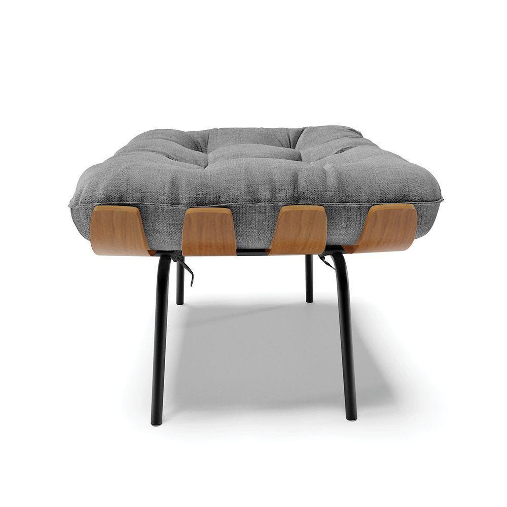 Kit 02 Puffs Costela Linho Grafite A26 Base Metálica Preto - 7