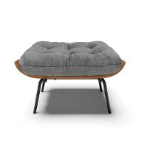 Kit 02 Puffs Costela Linho Grafite A26 Base Metálica Preto - 5