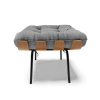 Kit 02 Puffs Costela Linho Grafite A26 Base Metálica Preto - 7