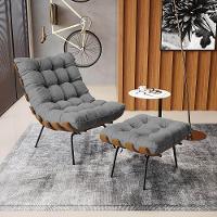 Kit 02 Puffs Costela Linho Grafite A26 Base Metálica Preto - 8