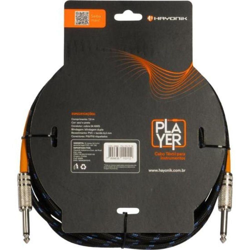 Cabo Para Instrumentos Player P10 Textil 7m Preto-azul... - 2