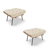 Kit 02 Puffs Costela Linho A19 Grosso Bege - 1