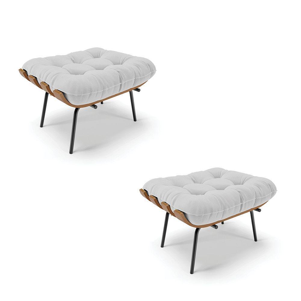 Kit 02 Puffs Costela Linho A05 Cinza Claro - 1