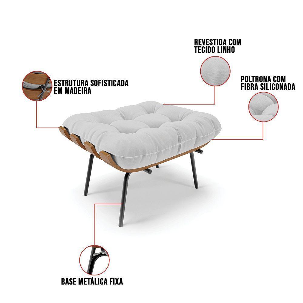 Kit 02 Puffs Costela Linho A05 Cinza Claro - 3