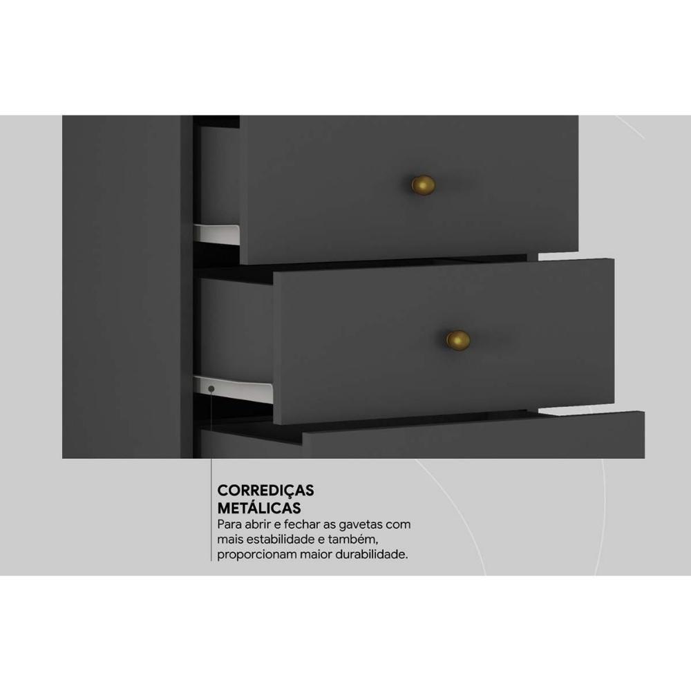 Mesa Cabeceira Infantil Presence C- 4 Gavetas Amendola Touch-grafito - Demóbile - 4