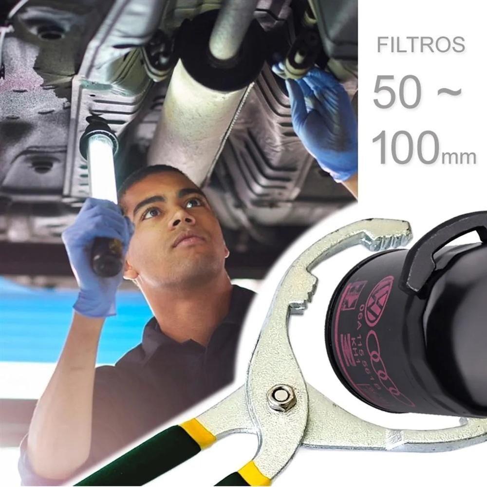 Alicate Saca Filtro De Oleo Tubo Escapamento Ajustavel 50 100mm Mecanico 3 Niveis De Ajuste Emborrachado Profissional - 7