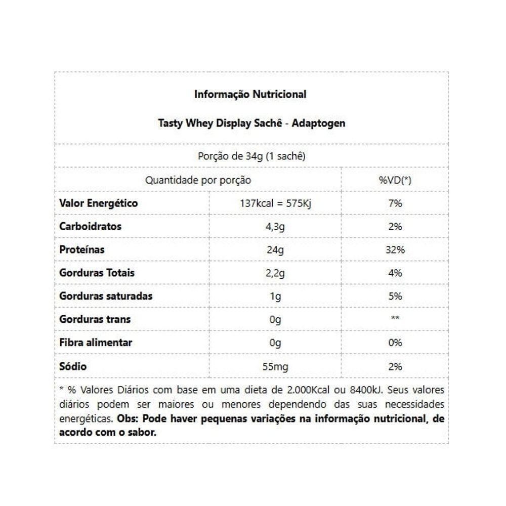 Tasty Whey Display Sachê Sabor Original 12 Un 34g - 2