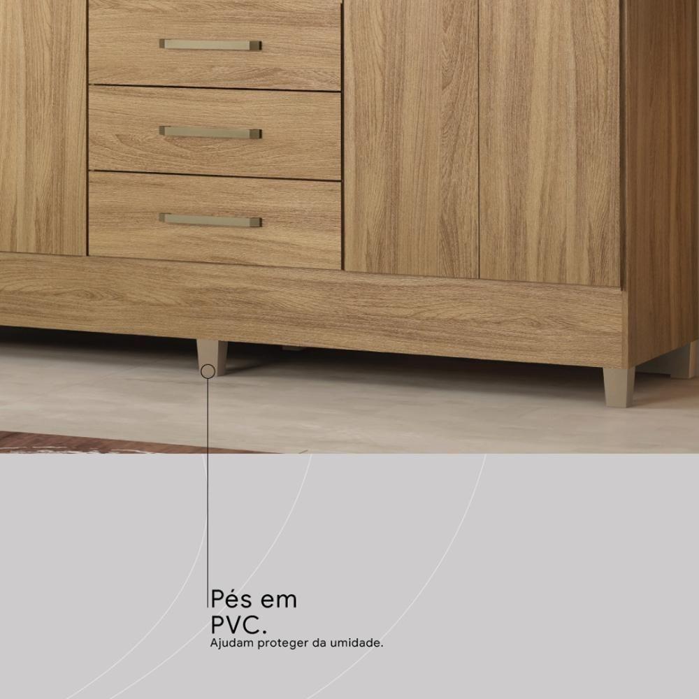 Guarda Roupa Casal 4 Portas Com Espelho E 3 Gavetas Colombo Amêndola Touch - 8