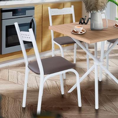 Kit Com 2 Cadeiras De Jantar Aço Branco Marrom Ana Ciplafe