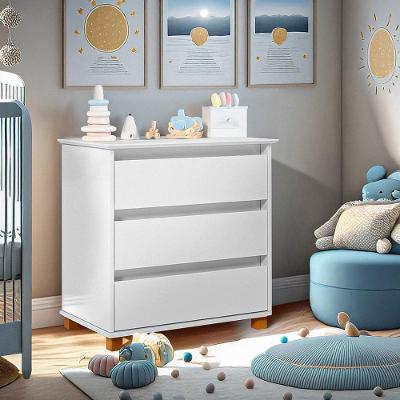 Cômoda 3 Gavetas Infantil Branco Pés De Madeira Maciça Shop Jm
