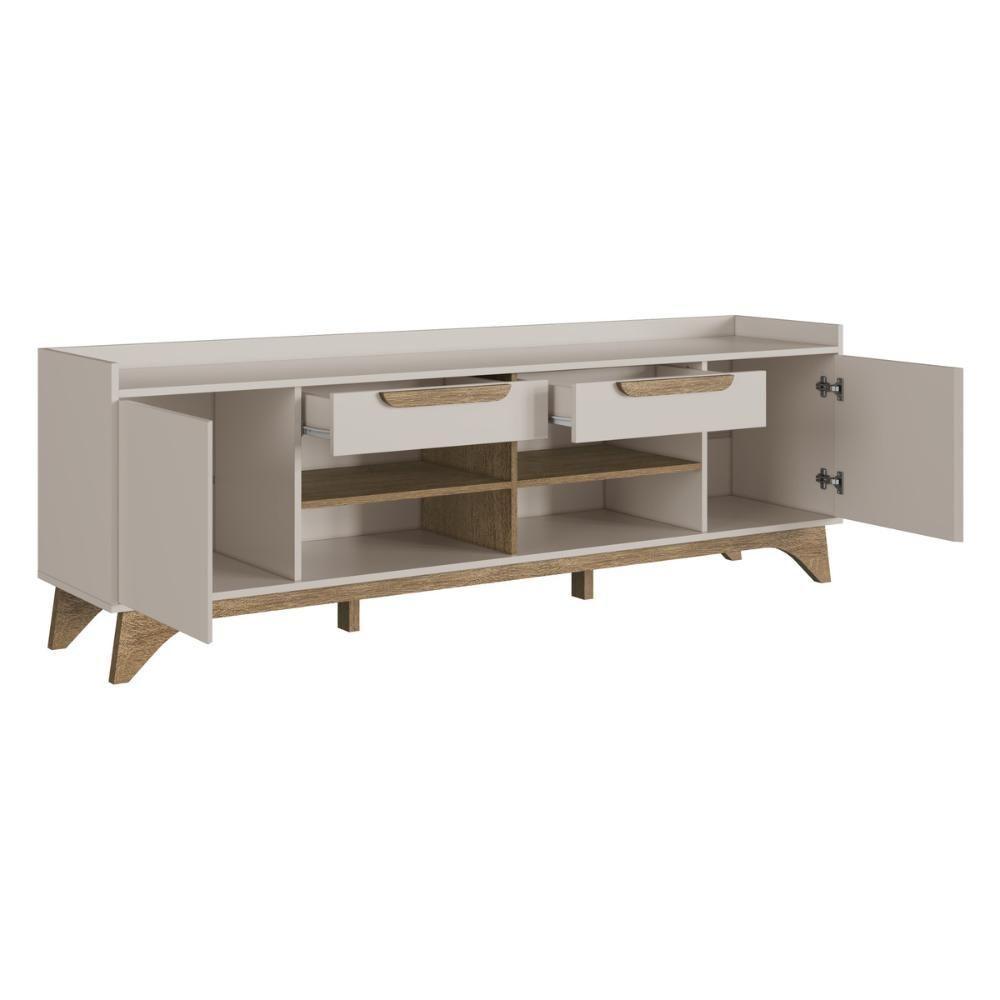 Rack Para TV Até 65 Polegadas Com 2 Portas E 2 Gavetas Multimóveis MP1101 Off White/madeirado - 4