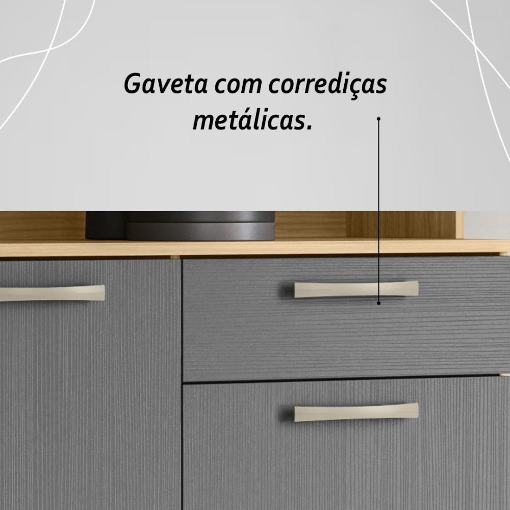 Armário De Cozinha Compacta Mdf 6 Portas 1 Gaveta Gênova Plus Freijó-gris - 6
