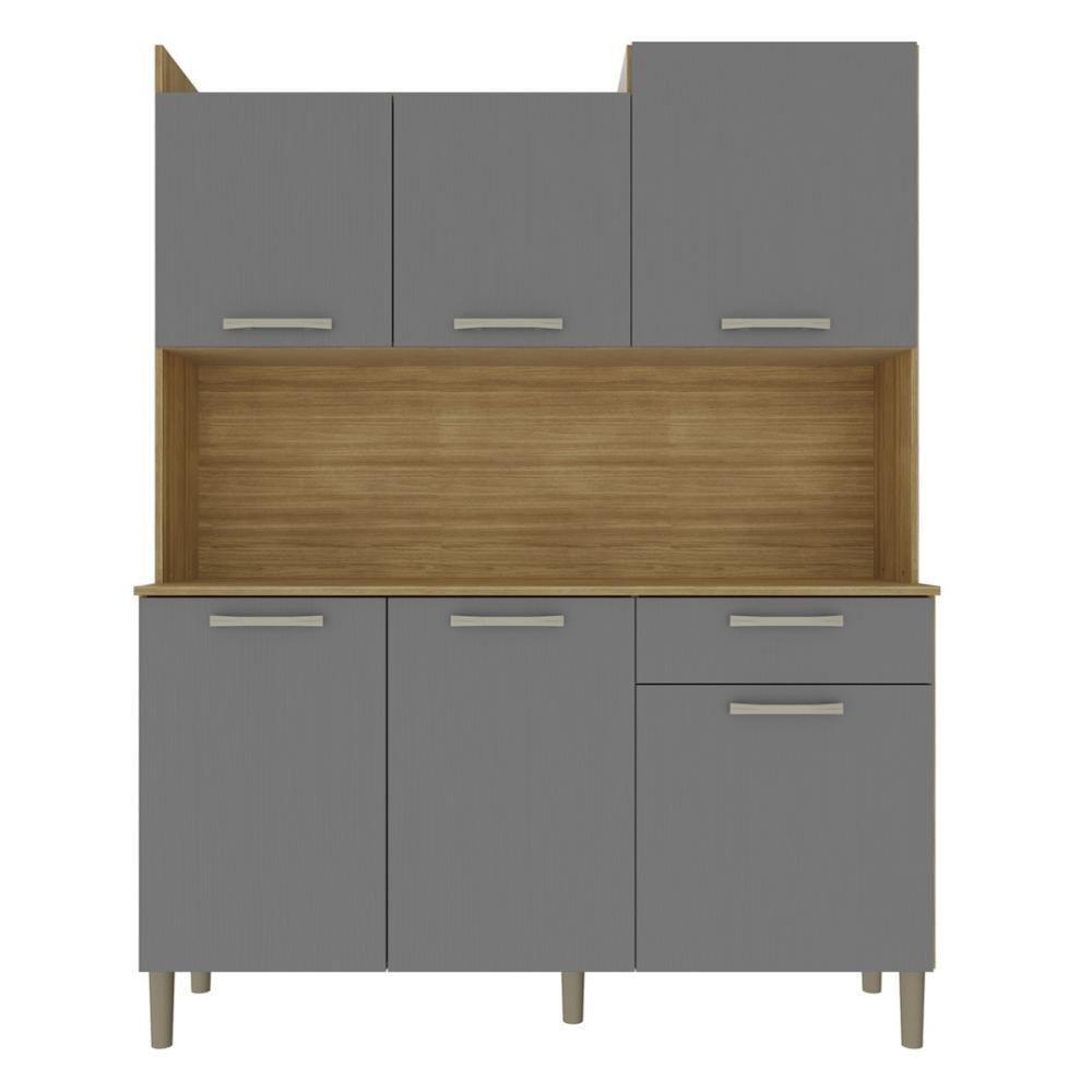 Armário De Cozinha Compacta Mdf 6 Portas 1 Gaveta Gênova Plus Freijó-gris - 9