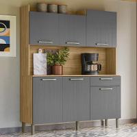 Armário De Cozinha Compacta Mdf 6 Portas 1 Gaveta Gênova Plus Freijó-gris - 1
