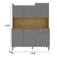 Armário De Cozinha Compacta Mdf 6 Portas 1 Gaveta Gênova Plus Freijó-gris - 2