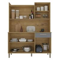 Armário De Cozinha Compacta Mdf 6 Portas 1 Gaveta Gênova Plus Freijó-gris - 3