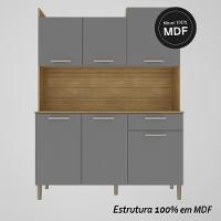 Armário De Cozinha Compacta Mdf 6 Portas 1 Gaveta Gênova Plus Freijó-gris - 5