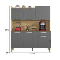 Armário De Cozinha Compacta 6 Portas 1 Gaveta Gênova Freijó-gris - 2