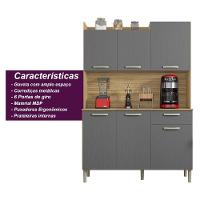 Armário De Cozinha Compacta 6 Portas 1 Gaveta Gênova Freijó-gris - 6