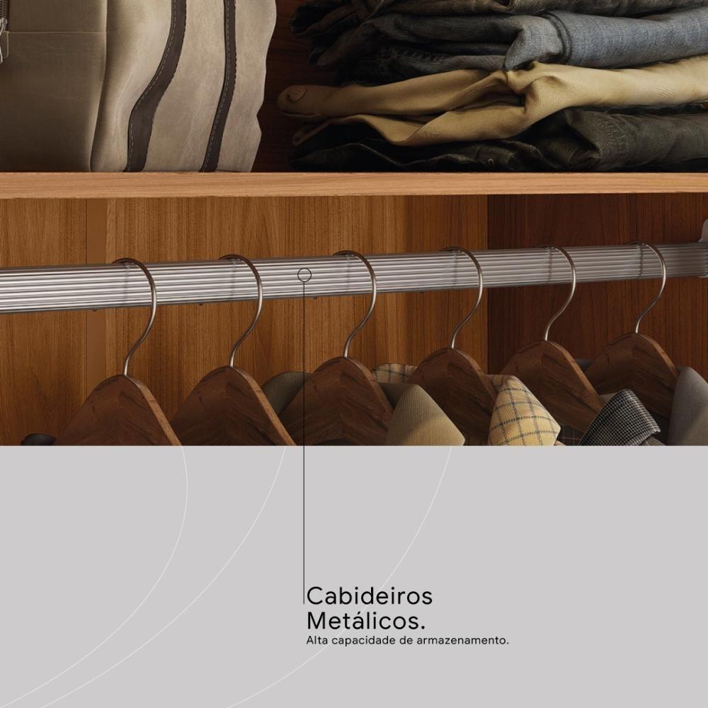 Guarda Roupa Casal 4 Portas Com Espelho E 3 Gavetas Attore Nogueira Touch - 7