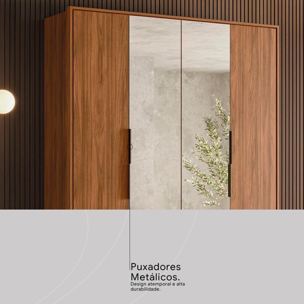 Guarda Roupa Casal 4 Portas Com Espelho E 3 Gavetas Attore Nogueira Touch - 8