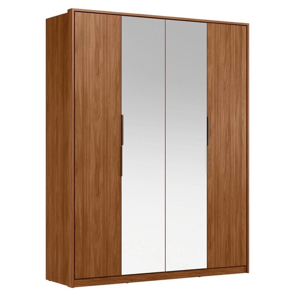 Guarda Roupa Casal 4 Portas Com Espelho E 3 Gavetas Attore Nogueira Touch - 10