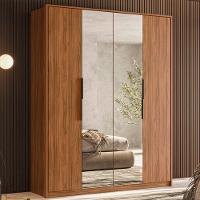 Guarda Roupa Casal 4 Portas Com Espelho E 3 Gavetas Attore Nogueira Touch - 1