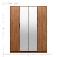 Guarda Roupa Casal 4 Portas Com Espelho E 3 Gavetas Attore Nogueira Touch - 2