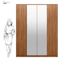 Guarda Roupa Casal 4 Portas Com Espelho E 3 Gavetas Attore Nogueira Touch