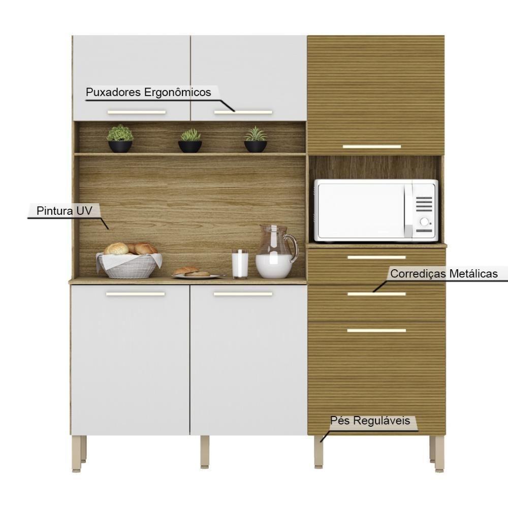 Armario De Cozinha Compacta 6 Portas 2 Gavetas Montesa Freijó-supremo-ripado - 3