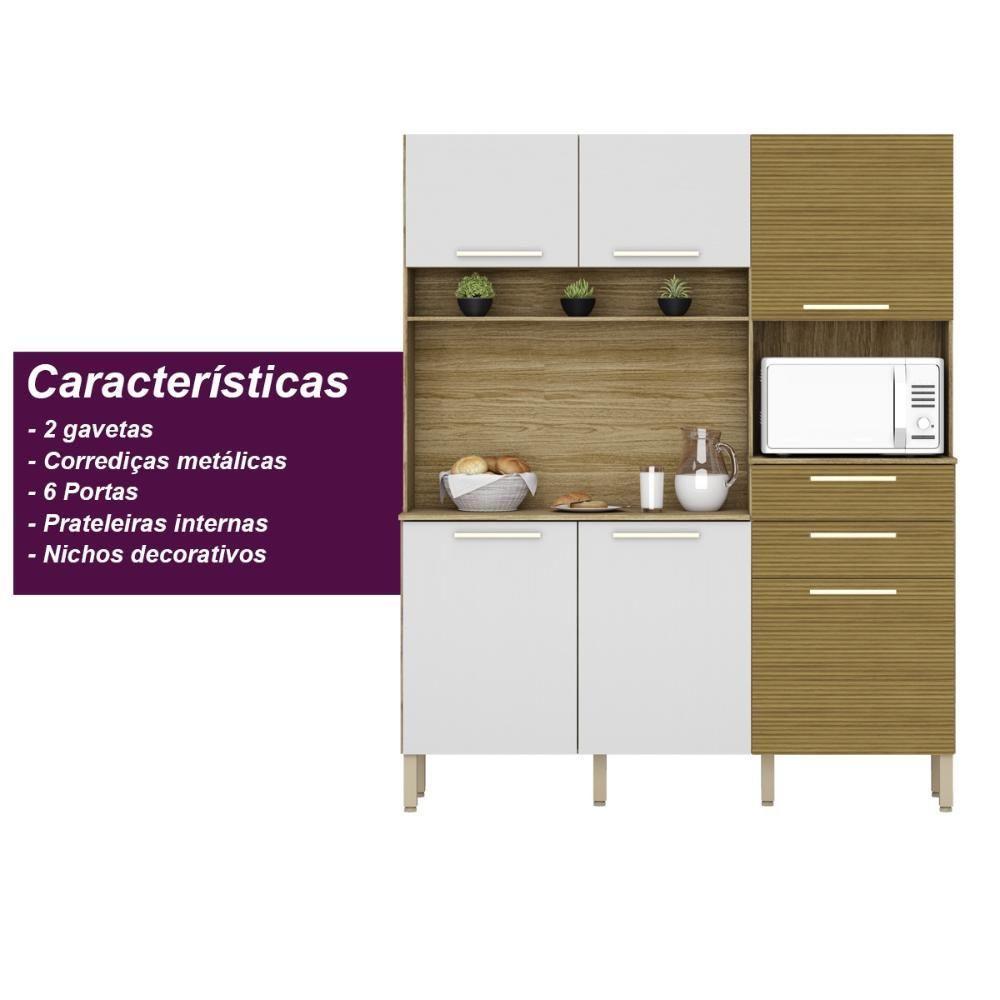 Armario De Cozinha Compacta 6 Portas 2 Gavetas Montesa Freijó-supremo-ripado - 4
