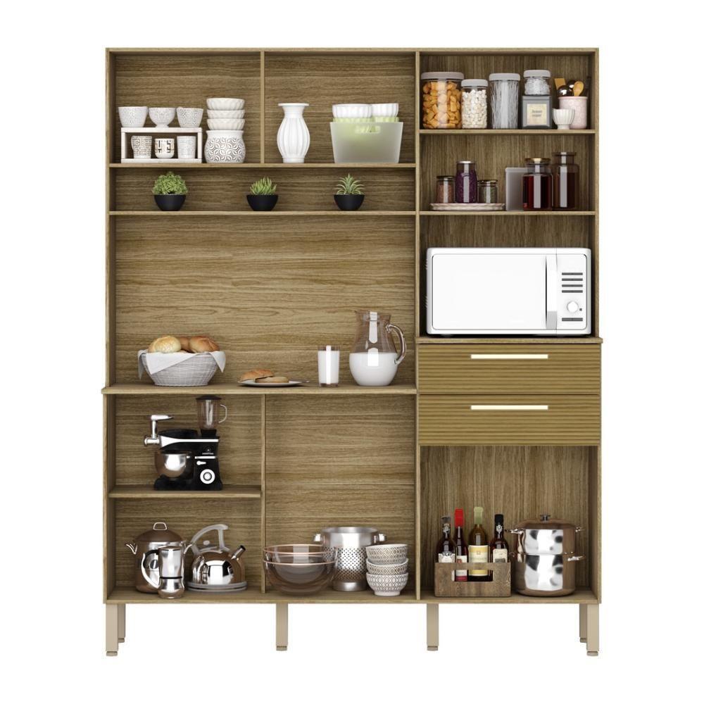 Armario De Cozinha Compacta 6 Portas 2 Gavetas Montesa Freijó-supremo-ripado - 6