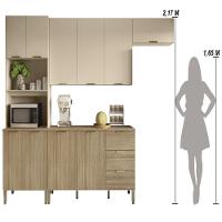 Armário De Cozinha Completa Com Balcão Para Pia 10 Portas Glam Freijó-vanilla-com Ripado