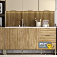 Armário De Cozinha Completa Com Balcão Para Pia 10 Portas Glam Freijó-vanilla-com Ripado - 6