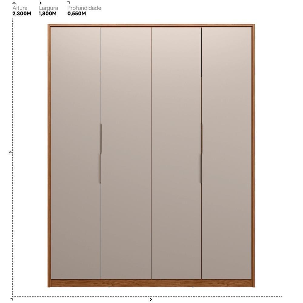 Guarda Roupa Casal 4 Portas E 3 Gavetas Attore - Nogueira-nude Prime Tx - 2